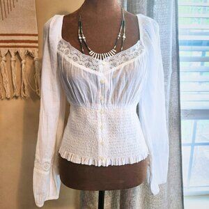 American Eagle White Peasant Blouse NWT | Cottagecore & Coquette | Size L